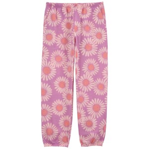 Pink Kid Daisy French Terry Pull-On Jogger Pajama Pants