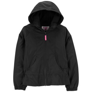 Black Ruffle Athletic Kid Peplum Mid-Weight Fleece-Lined Jacket