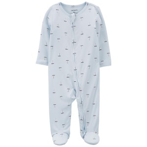 Blue Baby Sailboat Zip-Up PurelySoft Sleep & Play Pajamas