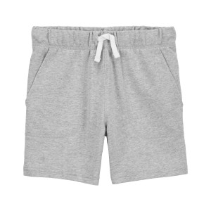 Grey Kid Pull-On Cotton Shorts