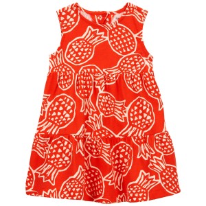 Red/orange Baby Pineapple Sleeveless Dress