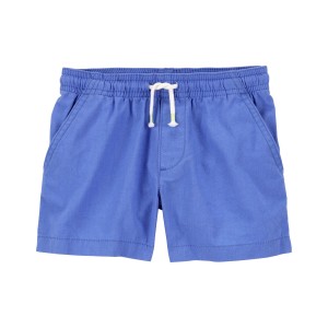 Blue Toddler Pull-On Linen Shorts