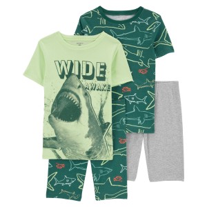 Green Kid 2-Pack Shark-Print Pajamas Set