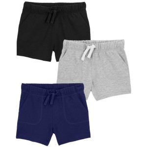 Multi Toddler 3-Pack Pull-On Cotton Shorts