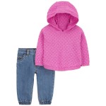 Multi Baby Hooded Sweater & Denim Jeans Set