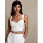 Cropped Linen-Blend Crossover Tank