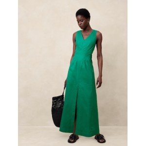 Linen-Cotton Seam Bodice Maxi Dress