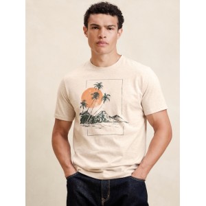 Mountain Palm Tree Sketch Graphic T-Shirt