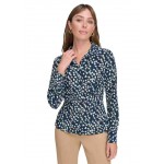 Womens Ditsy Floral Button Down Knit Top