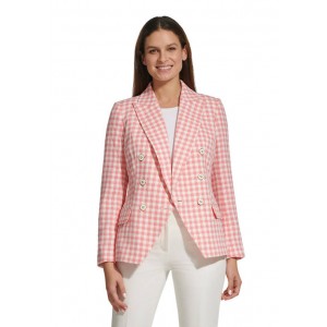 Womens Gingham Double Breasted Blazer