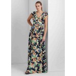 Womens Floral Crinkle Georgette Gown