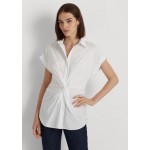 Twist Front Cotton Short Sleeve Shirt