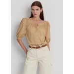 Cotton Broadcloth Puff-Sleeve Shirt