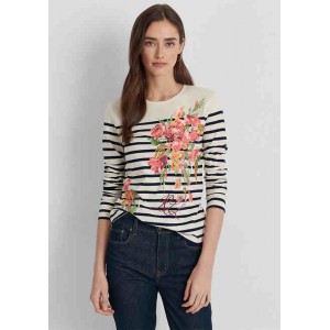 Floral & Striped Jersey Long-Sleeve T-Shirt