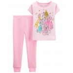 Pink Toddler 2-Piece Disney Princess 100% Snug Fit Cotton Pajamas