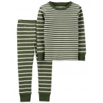 Green Toddler 2-Piece Striped 100% Snug Fit Cotton Pajamas