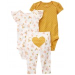 White/Yellow Baby 3-Piece Heart Little Character Set