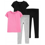 Multi Toddler 4-Piece Cotton Shirts & Leggings Set
