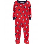 Red Toddler 1-Piece Mickey Mouse 100% Snug Fit Cotton Footie Pajamas