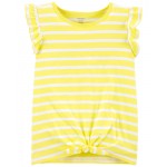 Yellow Kid Striped Tie-Front Jersey Tee