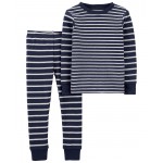 Blue Toddler 2-Piece Striped 100% Snug Fit Cotton Pajamas