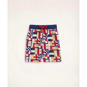 Boys Brooks Brothers Et Vilebrequin Swim Trunks in the Mixed Signals Print