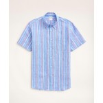 Regent Regular-Fit Short-Sleeve Stripe Linen Sport Shirt