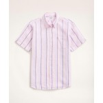Regent Regular-Fit Short-Sleeve Stripe Linen Sport Shirt
