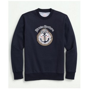 Vintage-Inspired Emblem Sweatshirt in French Terry Cotton