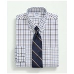 Stretch Supima Cotton Non-Iron Pinpoint Polo Button-Down Collar, Windowpane Dress Shirt