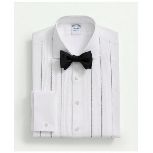 Supima Cotton Poplin Vintage Pleat Front, English Collar, Tuxedo Shirt