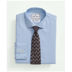Brooks Brothers X Thomas Mason Cotton-Linen English Collar, Stripe Dress Shirt