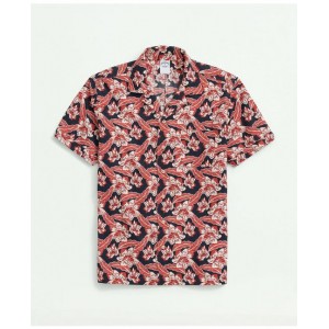 Cotton Short Sleeve Camp Collar Shirt In Voyager Print
