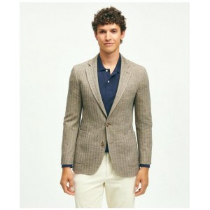 Classic Fit Cotton-Wool Blend Knit Herringbone Sport Coat