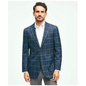 Traditional Fit Wool Hopsack Plaid Patch Pocket Sport Coat