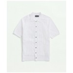 Cotton Cable-Knit Short-Sleeve Polo Sweater