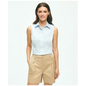 Fitted Supima Stretch Cotton Non-Iron Sleeveless Gingham Shirt