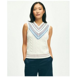 V-Neck Sleeveless Tennis Sweater In Supima Cotton