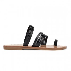Cins Toe Ring Flat Strappy Slide Sandals