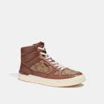clip court high top sneaker in signature canvas