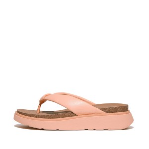 Padded-Strap Leather Toe-Post Sandals