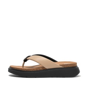 Padded-Strap Leather Toe-Post Sandals