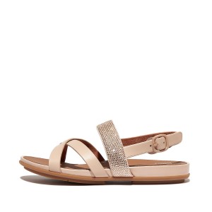 Crystal Leather Strappy Back-Strap Sandals