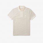 Mens Regular Fit Contrast Collar Texturized Pique Polo