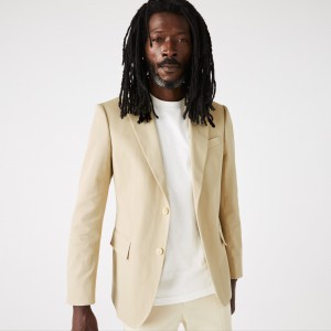 Mens Cotton And Linen Blend Pleated Blazer