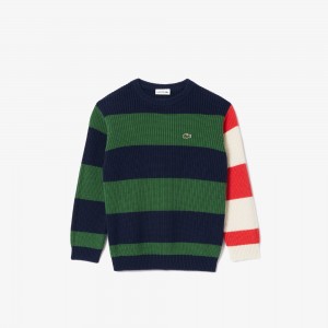 Kids Contrast Sleeve Striped Sweater