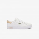 Womens Powercourt Logo Tongue Leather Sneakers