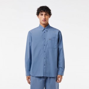 Mens Relaxed Fit Washed Effect Poplin Shirt