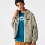 Mens Hooded Check Twill Jacket