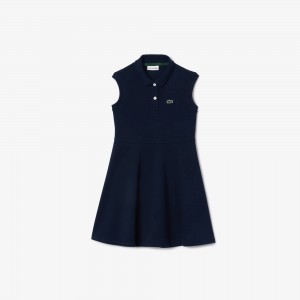 Kids Fit & Flare Stretch Pique Polo Dress